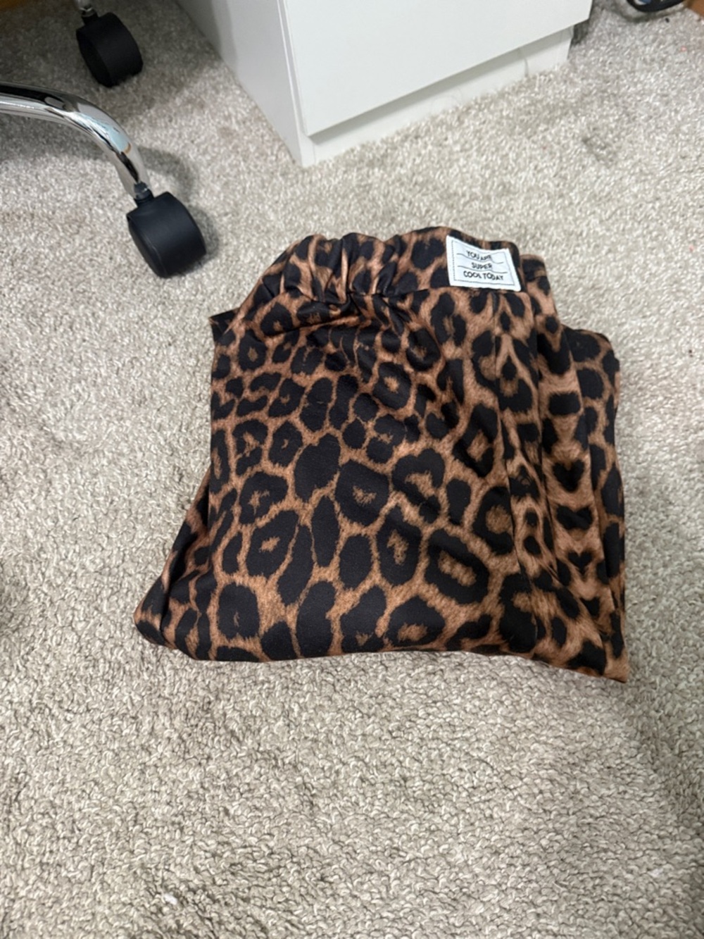 Leopard Print Satin Pants